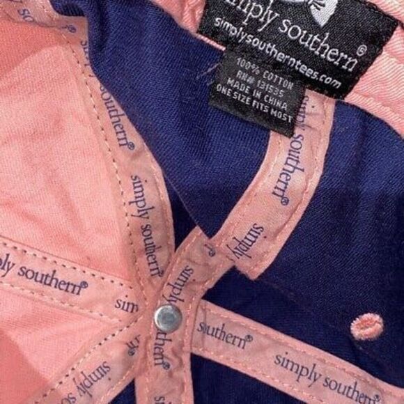 Simply Southern Women's Pink Blue Keep It Preppy Sea Turtle Strap Back Cap OS - Picture 5 of 8